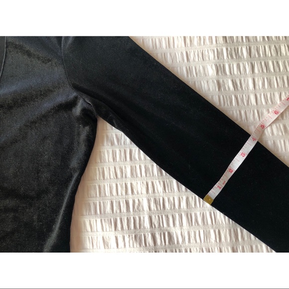 Long Sleeve Black Mesh Plunge Velvet Body Suit - Picture 10 of 11